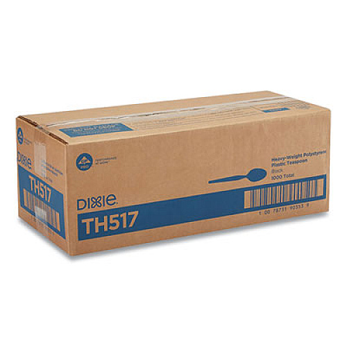 Dixie Plastic Cutlery, Heavyweight Spoon, Black, 1,000/Carton (TH517)