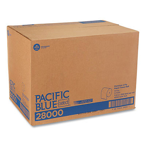 Georgia Pacific Professional Pacific Blue Select Premium Nonperforated Paper Towels, 2-Ply, 7.88 x 350 ft, White, 12 Rolls/Carton (28000)