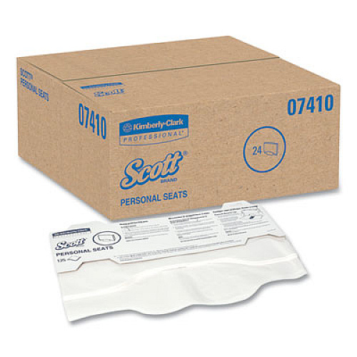 Scott Personal Seats Sanitary Toilet Seat Covers, 15 x 18, White, 125/Pack (07410PK)
