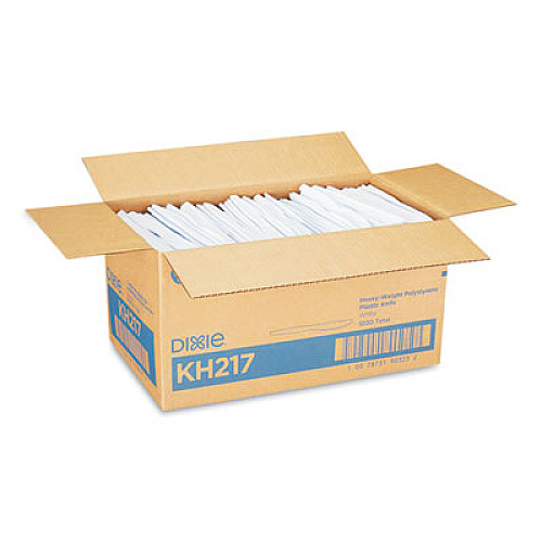 Dixie Plastic Cutlery, Heavyweight Knife, 7.5", White, 1,000/Carton (KH217)