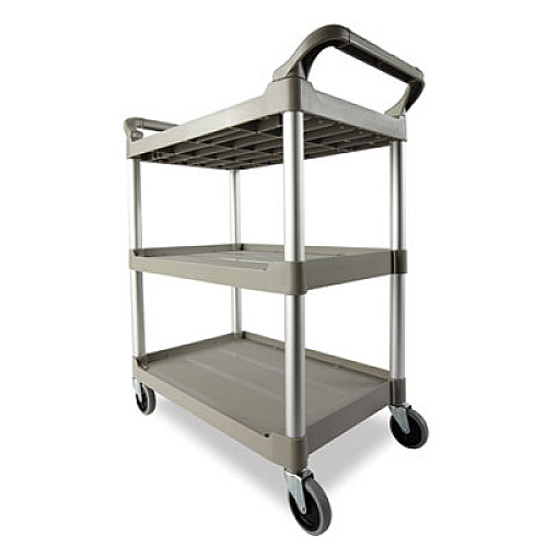Rubbermaid Commercial Service Cart, 200-lb Capacity, Three-Shelf, 18.63w x 33.63d x 37.75h, Off-White (342488OWH)