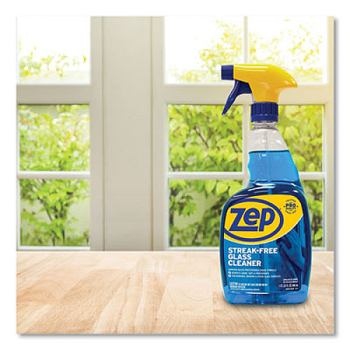 Zep Commercial Streak-Free Glass Cleaner, Pleasant Scent, 32 oz Spray Bottle (ZU112032EA)