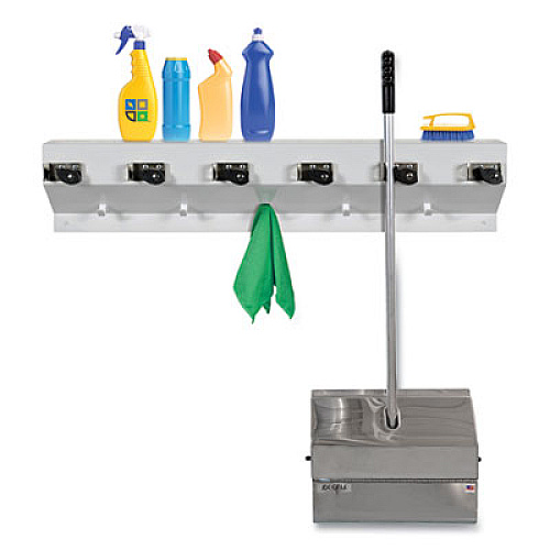 Ex-Cell THE CLINCHER MOP AND BROOM HOLDER, 34"W X 5 1/2"D X 7 1/2"H, WHITE GLOSS, EACH (333 6 WHT2)