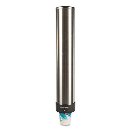 San Jamar Large Water Cup Dispenser with Removable Cap, For 12 oz to 24 oz Cups, Stainless Steel (C3400P)