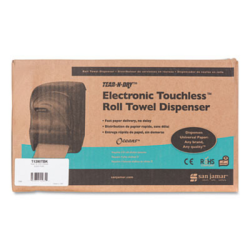 San Jamar Oceans Tear-N-Dry Electronic Touchless Roll Towel Dispenser, 11.75 x 9 x 15.5, Black Pearl (T1390TBK)