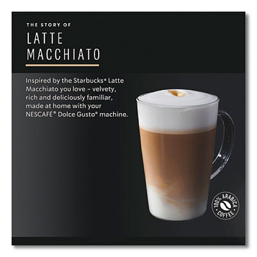 NESCAF Dolce Gusto Starbucks Coffee Capsules, Latte Macchiato, 12/Box (94142BX)