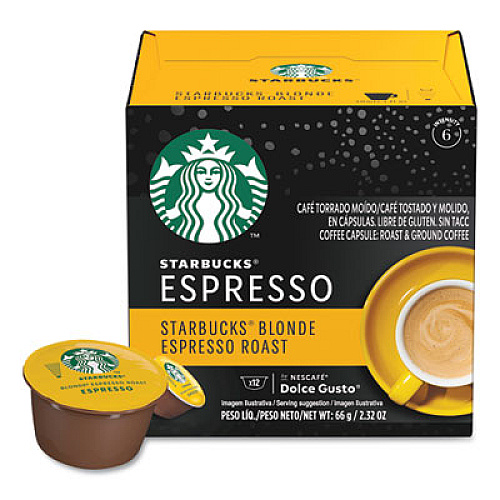 NESCAF Dolce Gusto Starbucks Coffee Capsules, Blonde Espresso Roast, 12/Box (94333BX)