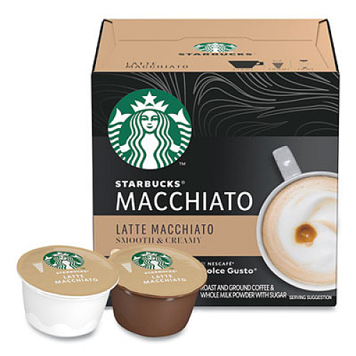 NESCAF Dolce Gusto Starbucks Coffee Capsules, Latte Macchiato, 12/Box (94142BX)
