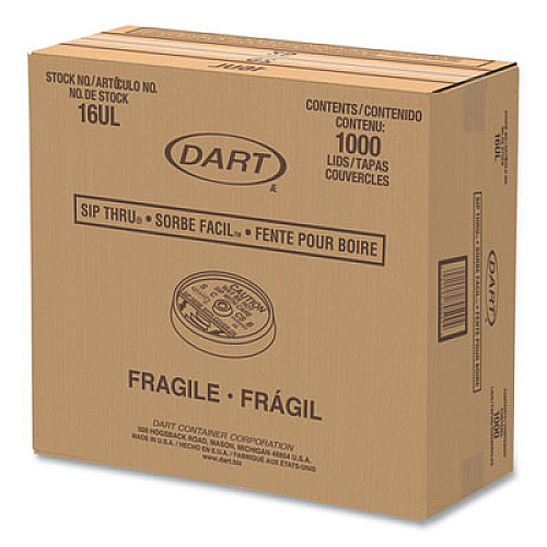 Dart Plastic Lids, Fits 12 oz to 24 oz Foam Cups, Vented, Translucent, 100/Pack, 10 Packs/Carton (16JL)
