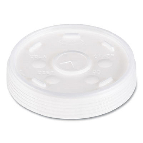 Dart Plastic Lids, Straw-Slot Lid, Fits 12 oz to 24 oz Hot/Cold Foam Cups, Translucent, 100/Pack, 10 Packs/Carton (16SL)