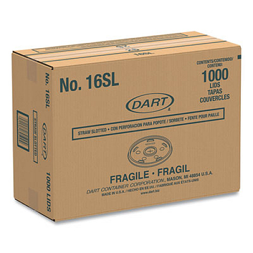 Dart Plastic Lids, Straw-Slot Lid, Fits 12 oz to 24 oz Hot/Cold Foam Cups, Translucent, 100/Pack, 10 Packs/Carton (16SL)