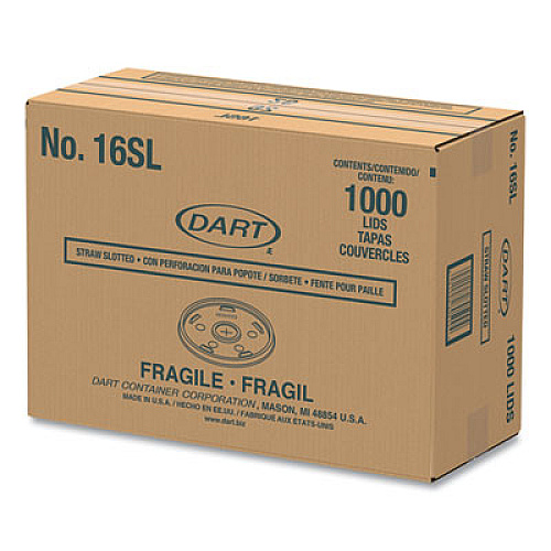 Dart Plastic Lids, Straw-Slot Lid, Fits 12 oz to 24 oz Hot/Cold Foam Cups, Translucent, 100/Pack, 10 Packs/Carton (16SL)