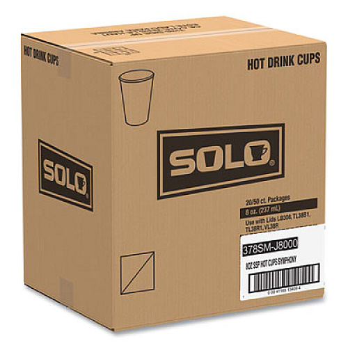 Dart Paper Hot Cups in Symphony Design, 8 oz, Beige, 1,000/Carton (378SMJ8000)