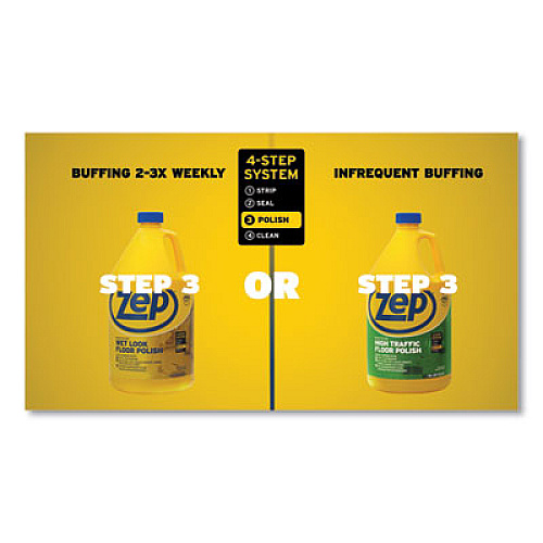 Zep Commercial Wet Look Floor Polish, 1 gal Bottle (ZUWLFF128EA)