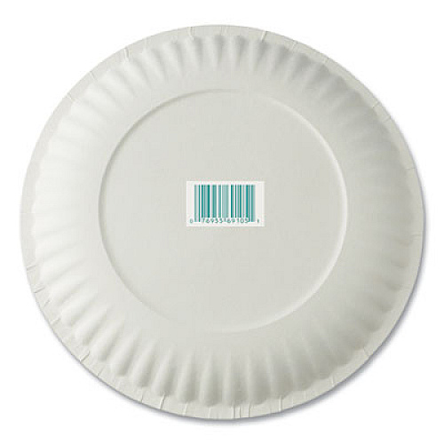 AJM Packaging Corporation White Paper Plates, 6" dia, 100/Pack, 10 Packs/Carton (PP6GREWH)