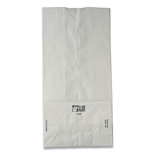 Ross & Wallace Paper Products Grocery Paper Bags, 6# Size, 35# Basis Weight, 5.88" x 3.63" x 11", White, 500/Bundle (GW6500)