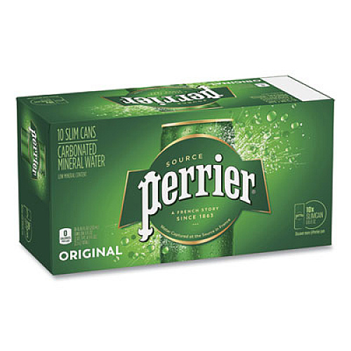 Perrier SPARKLING NATURAL MINERAL WATER, ORIGINAL , 8.45 OZ CAN, 10 CANS/PACK (85719)