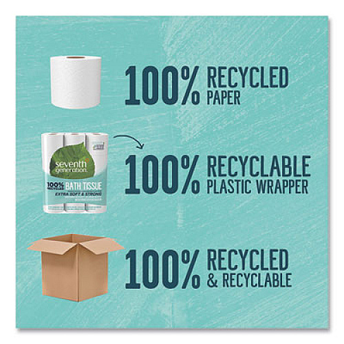 Seventh Generation 100% Recycled Bathroom Tissue, Septic Safe, 2-Ply, White, 240 Sheets/Roll, 24 Rolls/Pack, 2 Packs/Carton (13738CT)
