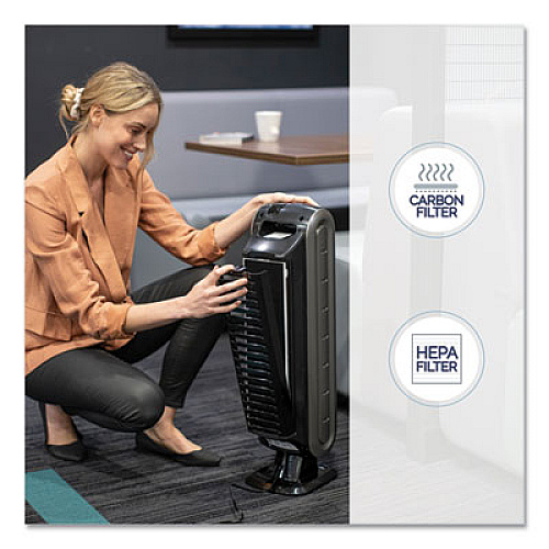 Fellowes HEPA and Carbon Filtration Air Purifiers, 100-200 sq ft Room Capacity, Black (9286001)