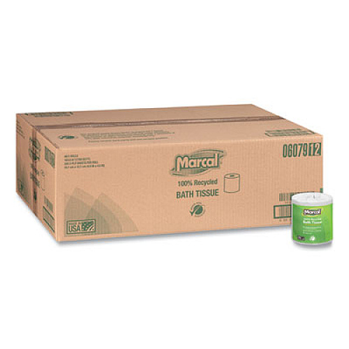 Marcal 100% Recycled Two-Ply Bath Tissue, Individually Wrapped Rolls, Septic Safe, White, 330 Sheets/Roll, 48 Rolls/Carton (6079)