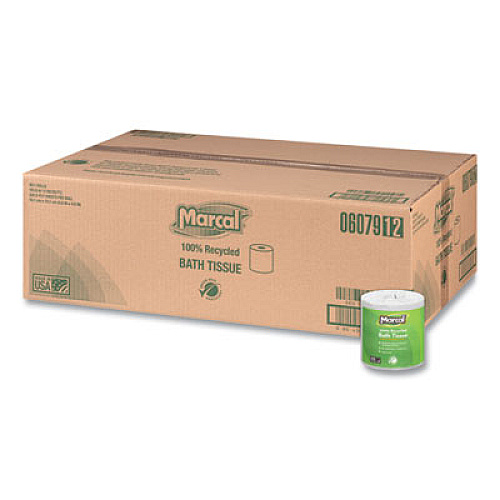 Marcal 100% Recycled Two-Ply Bath Tissue, Individually Wrapped Rolls, Septic Safe, White, 330 Sheets/Roll, 48 Rolls/Carton (6079)