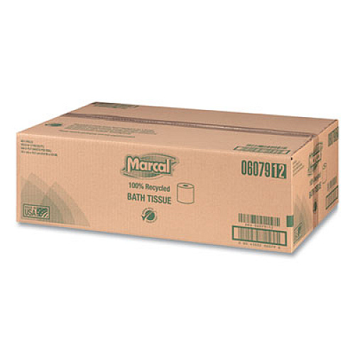 Marcal 100% Recycled Two-Ply Bath Tissue, Individually Wrapped Rolls, Septic Safe, White, 330 Sheets/Roll, 48 Rolls/Carton (6079)