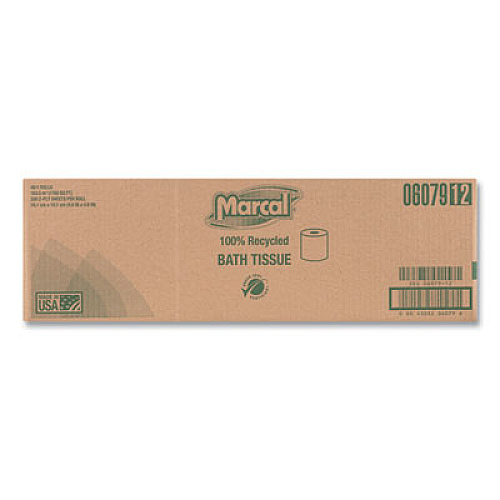 Marcal 100% Recycled Two-Ply Bath Tissue, Individually Wrapped Rolls, Septic Safe, White, 330 Sheets/Roll, 48 Rolls/Carton (6079)