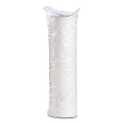 Dart Plastic Lids for Foam Cups, Bowls and Containers, Vented, Fits 6 oz to 14 oz, White, 100/Pack, 10 Packs/Carton (12JL)