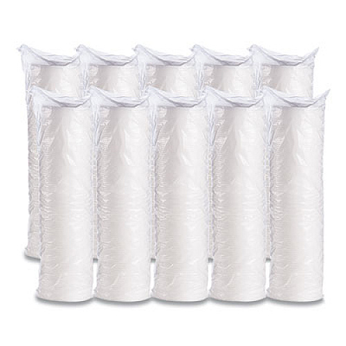 Dart Plastic Lids for Foam Cups, Bowls and Containers, Vented, Fits 6 oz to 14 oz, White, 100/Pack, 10 Packs/Carton (12JL)