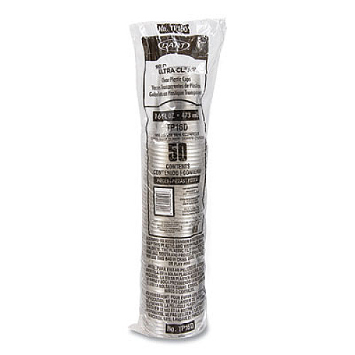 SOLO Ultra Clear PET Cups, Squat, 16 oz, Plastic, 50/Bag, 20 Bags/Carton (TP16DCT)