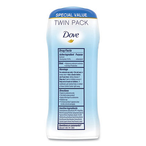 Dove INVISIBLE SOLID ANTIPERSPIRANT DEODORANT, ORIGINAL, 2.6 OZ DEODORANT STICK, 6/CT (51910CT)