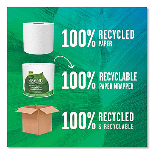 Seventh Generation 100% Recycled Bathroom Tissue,  Individually Wrapped Rolls, Septic Safe, 2-Ply, White, 500 Sheets/Roll, 60 Rolls/Carton (137038)