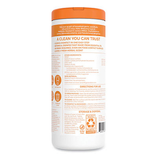 Seventh Generation Botanical Disinfecting Wipes, Lemongrass Citrus, 1-Ply, White, 7 x 8, 35 Wipes (22812EA)