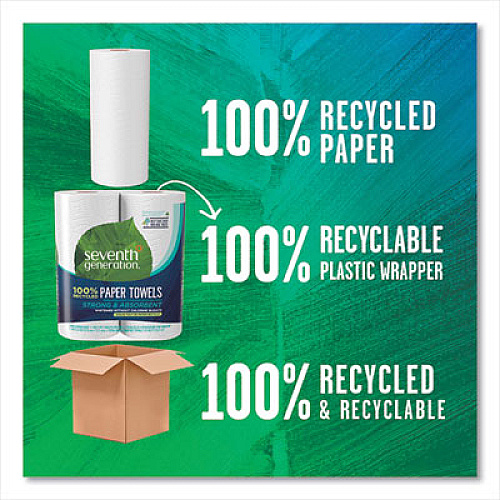 Seventh Generation 100% Recycled Paper Kitchen Towel Rolls, 2-Ply, 11 x 5.4, 140 Sheets/Roll, 2 Rolls/Pack, 12 Packs/Carton (13730)