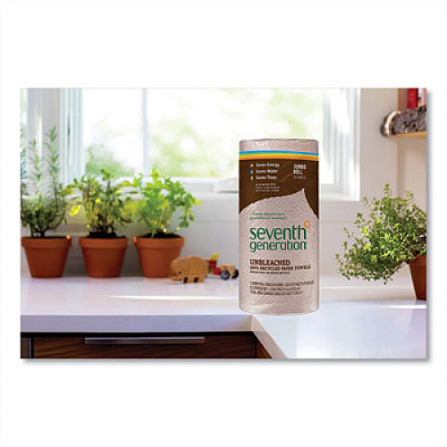 Seventh Generation Natural Unbleached 100% Recycled Paper Kitchen Towel Rolls, 2-Ply, Individually Wrapped, 11 x 9, 120/Roll, 30 Rolls/Carton (13720CT)
