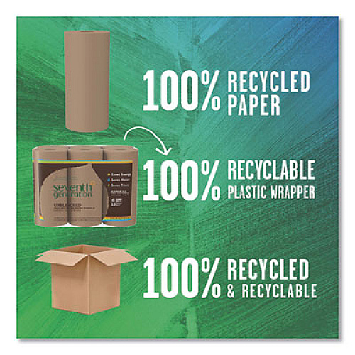 Seventh Generation Natural Unbleached 100% Recycled Paper Kitchen Towel Rolls, 2-Ply, Individually Wrapped, 11 x 9, 120/Roll, 30 Rolls/Carton (13720CT)