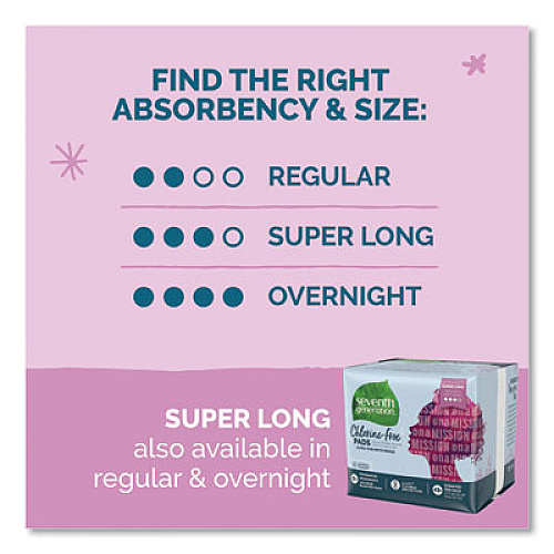 Seventh Generation CHLORINE-FREE ULTRA THIN PADS WITH WINGS, SUPER LONG, 16/PACK, 12 PACKS/CARTON (45004)