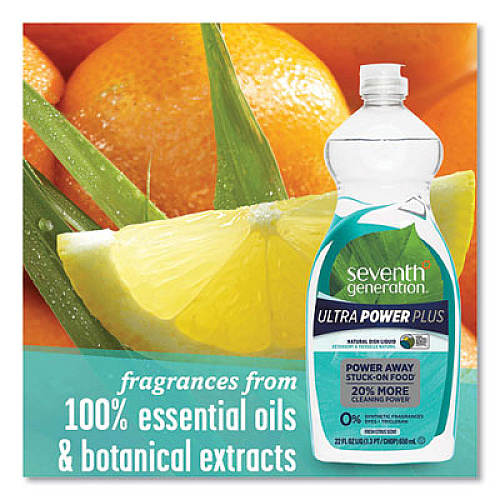 Seventh Generation Natural Dishwashing Liquid, Ultra Power Plus, Fresh Citrus, 22 oz Bottle, 12/CT (22928CT)