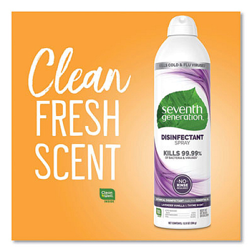 Seventh Generation Disinfectant Sprays, Lavender Vanilla/Thyme, 13.9 oz Spray Bottle, 8/Carton (22979)