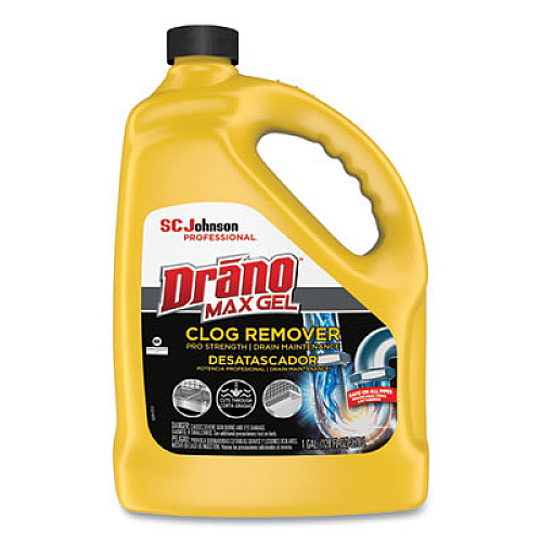 Drano Max Gel Clog Remover, Bleach Scent, 128 oz Bottle, 4/Carton (696642)