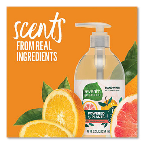Seventh Generation Natural Hand Wash, Mandarin Orange and Grapefruit Scent, 12 oz, 8/Carton (22925CT)