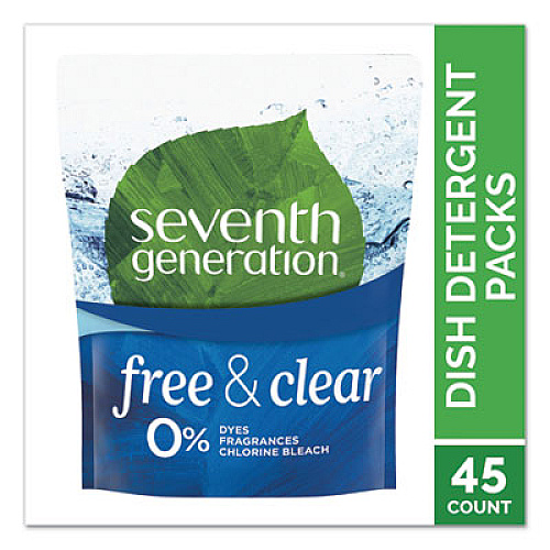 Seventh Generation Natural Dishwasher Detergent Concentrated Packs, Free and Clear, 45/Pack, 8 Packs/Carton (22897CT)