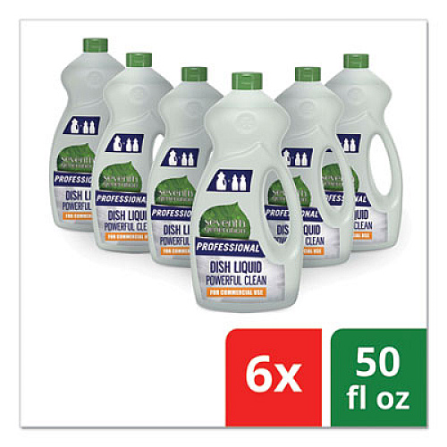 Seventh Generation Professional DISHWASHING LIQUID, FREE AND CLEAR, JUMBO 50 OZ BOTTLE, 6/CARTON (44719)