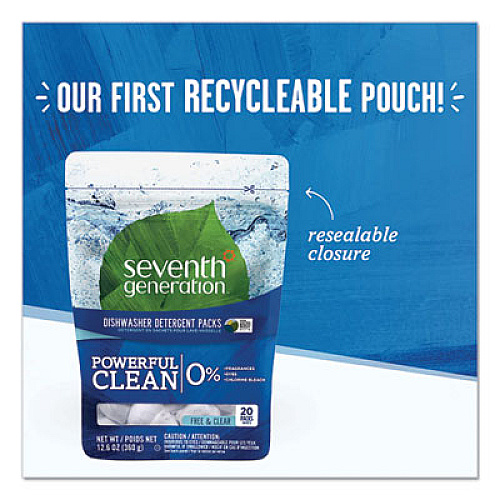 Seventh Generation Natural Dishwasher Detergent Concentrated Packs, 20/Pack, 12 Packs/Carton (22818CT)