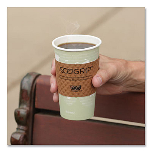 Eco-Products EcoGrip Hot Cup Sleeves - Renewable and Compostable, Fits 12, 16, 20, 24 oz Cups, Kraft, 1,300/Carton (EG2000)