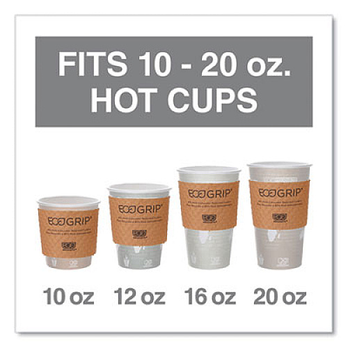 Eco-Products EcoGrip Hot Cup Sleeves - Renewable and Compostable, Fits 12, 16, 20, 24 oz Cups, Kraft, 1,300/Carton (EG2000)