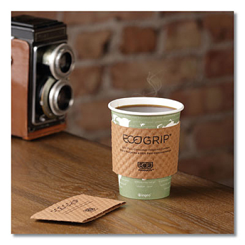 Eco-Products EcoGrip Hot Cup Sleeves - Renewable and Compostable, Fits 12, 16, 20, 24 oz Cups, Kraft, 1,300/Carton (EG2000)
