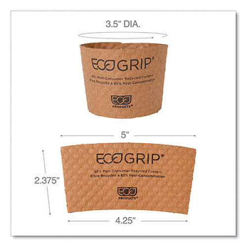 Eco-Products EcoGrip Hot Cup Sleeves - Renewable and Compostable, Fits 12, 16, 20, 24 oz Cups, Kraft, 1,300/Carton (EG2000)