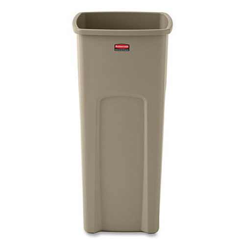 Rubbermaid Commercial Untouchable Square Waste Receptacle, 23 gal, Plastic, Beige (356988BG)