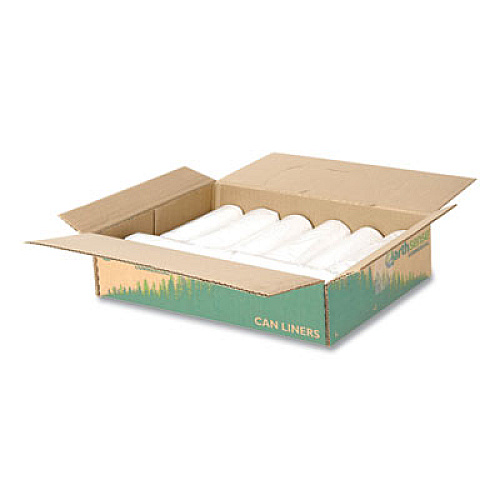 Earthsense Commercial Linear-Low-Density Recycled Tall Kitchen Bags, Open-Face, 13 gal, 24" x 33", White, 15 Bags/Roll, 10 Rolls/Box (RNW1K150V)